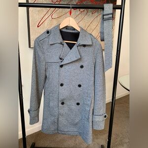 ZARA Men's Gray Double-Breasted Coat